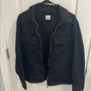 Zara Black Lightweight Shirt Jacket with Utility Style